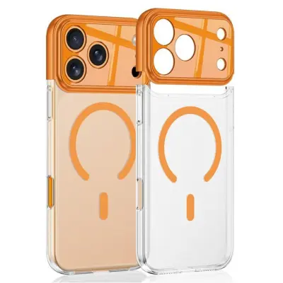 GKK iPhone 17 Pro Fodral Kontrastfärg Genomskinlig PC - Orange (Orange)