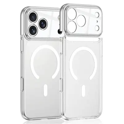 GKK iPhone 17 Pro Fodral Kontrastfärg Genomskinlig PC - Silver (Silver)