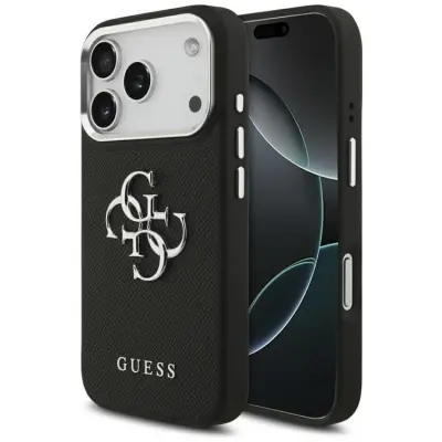 Guess iPhone 17 Pro Mobilskal Grained Big 4G Classic Logo - Svart