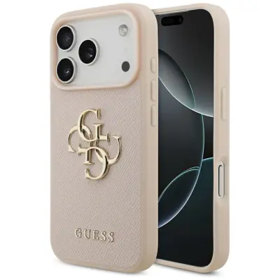 Guess iPhone 17 Pro Mobilskal Grained Classic Logo - Rosa