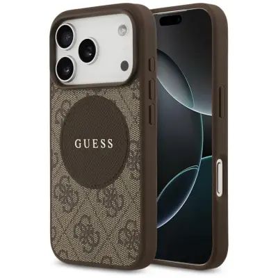 Guess iPhone 17 Pro Mobilskal MagSafe 4G Circle Classic Logo - Brun