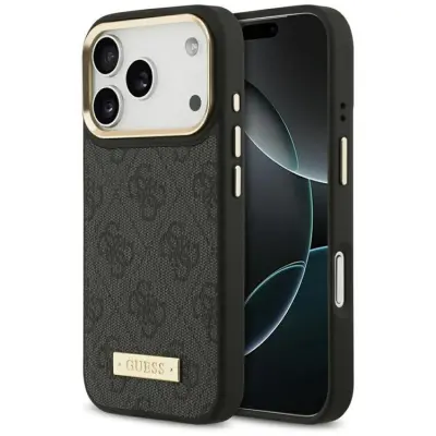 Guess iPhone 17 Pro Mobilskal MagSafe 4G Logo Plate - Svart