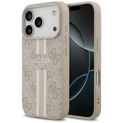 Guess iPhone 17 Pro Mobilskal MagSafe 4G Printed Stripes - Rosa