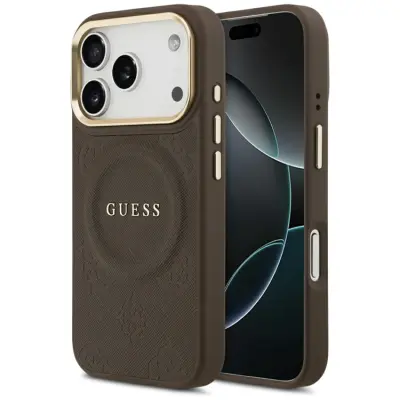 Guess iPhone 17 Pro Mobilskal Magsafe Peony Hot Stamp - Brun
