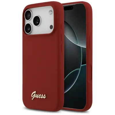 Guess iPhone 17 Pro Mobilskal Magsafe Script Metal Logo - Magenta