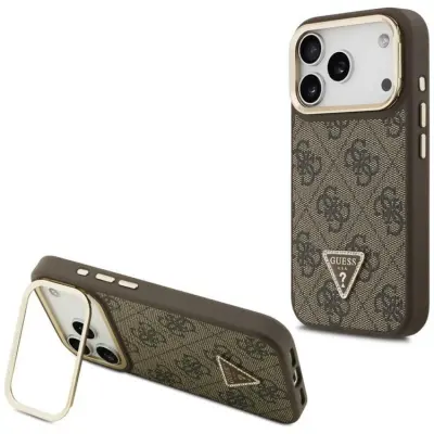 Guess iPhone 17 Pro Mobilskal MagSafe Triangle Logo&Stand (Brun)