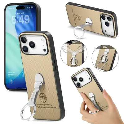 D.G Ming iPhone 17 Pro Fodral Kickstand KonstLäder - Khaki