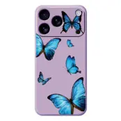 iPhone 17 Pro Mobilskal Blue Butterflies Pattern TPU - Lila