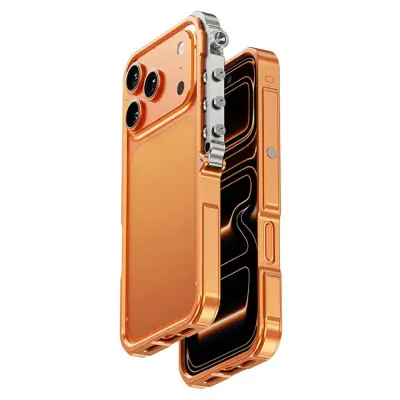 iPhone 17 Pro Mobilskal Bumper Aluminum Metal Frame - Orange