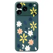 iPhone 17 Pro Mobilskal Colorful Floral Blue Leaves TPU - Grön