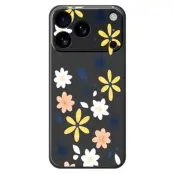iPhone 17 Pro Mobilskal Colorful Floral Blue Leaves TPU - Svart
