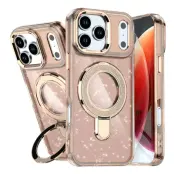 iPhone 17 Pro Mobilskal Glitter Design TPU + PC Kickstand - Guld