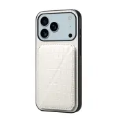 Mobilskal till iPhone 17 Pro Korthållare Crocodile Textured - Vit