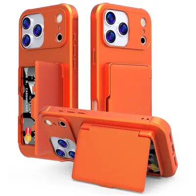 iPhone 17 Pro Mobilskal Korthållare Mirror Kickstand (Orange)