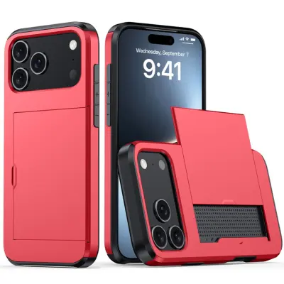 iPhone 17 Pro Mobilskal korthållare - Röd