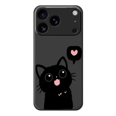 iPhone 17 Pro Mobilskal Love Black Cat Pattern - Svart