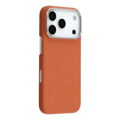 iPhone 17 Pro Mobilskal MagSafe Carbon Fiber (Orange/Röd)