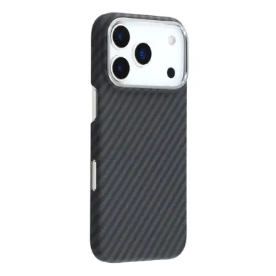 iPhone 17 Pro Mobilskal MagSafe Carbon Fiber (Svart/Grå)