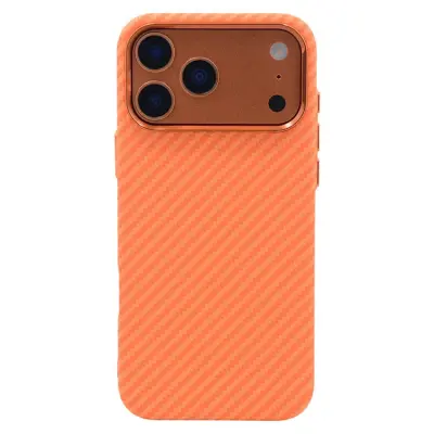 iPhone 17 Pro Mobilskal Magsafe Carbon Fiber Texture - Orange Coarse Lines