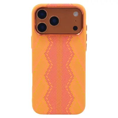 iPhone 17 Pro Mobilskal Magsafe Carbon Fiber Texture - Orange Snake