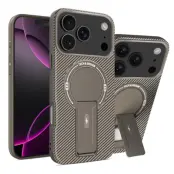 iPhone 17 Pro Mobilskal MagSafe Kickstand Carbon Fiber - Brun