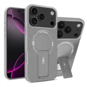 iPhone 17 Pro Mobilskal MagSafe Kickstand Carbon Fiber - Grå