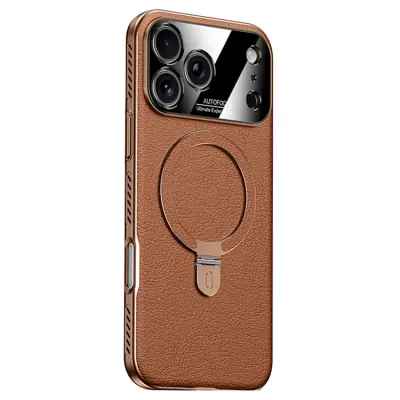 iPhone 17 Pro Mobilskal MagSafe Kickstand Electroplated Cooling - Brun (Brun)