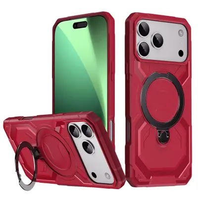 Mobilskal till iPhone 17 Pro MagSafe Kickstand TPU + PC (Röd)