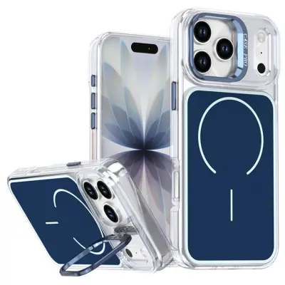 iPhone 17 Pro Mobilskal MagSafe Lens Kickstand TPU + PC - Blå (Blå)