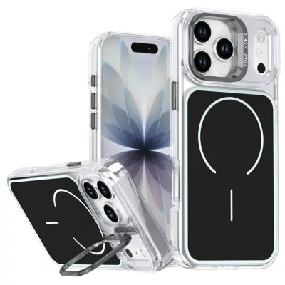 iPhone 17 Pro Mobilskal MagSafe Lens Kickstand TPU + PC (Svart)