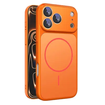 iPhone 17 Pro Mobilskal MagSafe med Linsfilm Skin-touch - Orange (Orange)