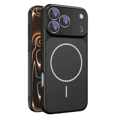 iPhone 17 Pro Mobilskal MagSafe med Linsfilm Skin-touch (Svart)