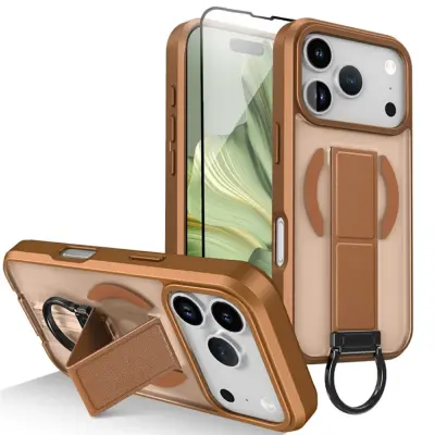 iPhone 17 Pro Mobilskal Magsafe Metal D-Ring Kickstand - Khaki (Brun)
