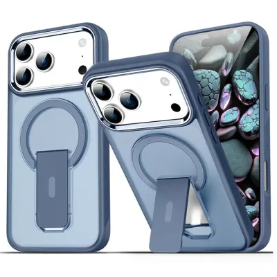 iPhone 17 Pro Mobilskal MagSafe PC+TPU med Kickstand - Blå