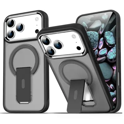 iPhone 17 Pro Mobilskal MagSafe PC+TPU med Kickstand - Svart