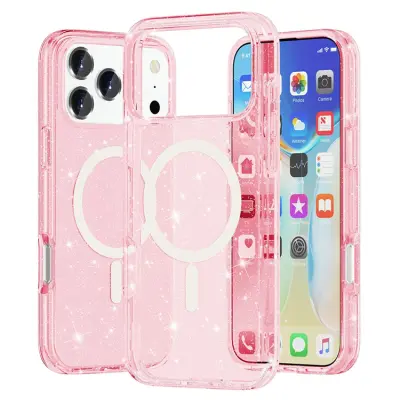 iPhone 17 Pro Mobilskal MagSafe Puderglitter - Rosa