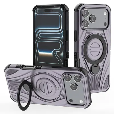 iPhone 17 Pro Mobilskal MagSafe Rotating Kickstand Shockproof - Lila (Lila)