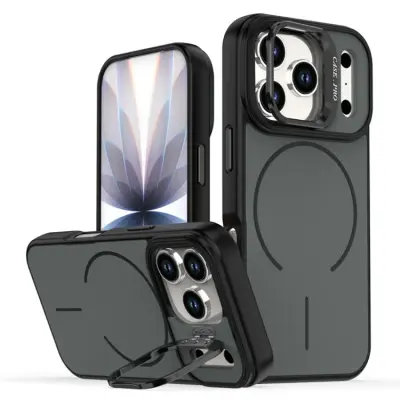 iPhone 17 Pro Mobilskal MagSafe Skin-Touch Kickstand (Svart)