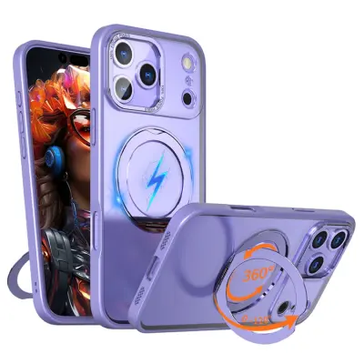 iPhone 17 Pro Mobilskal MagSafe TPU + Acrylic Kickstand - Lila