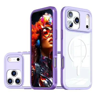 iPhone 17 Pro Mobilskal MagSafe TPU + PC Clear - Lila
