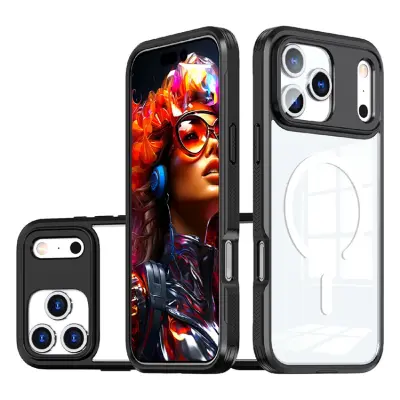 iPhone 17 Pro Mobilskal MagSafe TPU + PC Clear - Svart