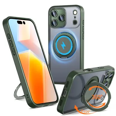 iPhone 17 Pro Mobilskal MagSafe TPU+PC Kickstand - Grön