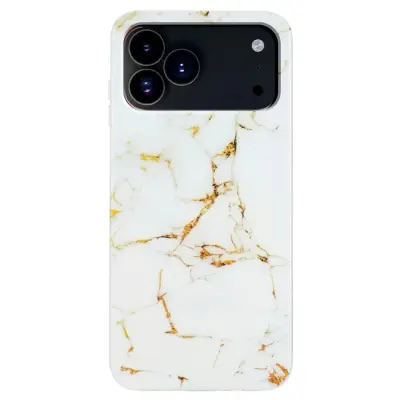 iPhone 17 Pro Mobilskal Marble Pattern Painted TPU - Vit