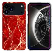 iPhone 17 Pro Mobilskal Marble Pattern Printing Soft - Röd