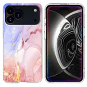 iPhone 17 Pro Mobilskal Marble Pattern Printing Soft - Rosa
