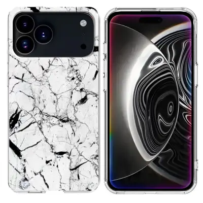 iPhone 17 Pro Mobilskal Marble Pattern Printing Soft - Vit