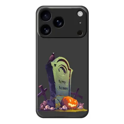 iPhone 17 Pro Mobilskal med Halloween Tombstone Pattern - Svart