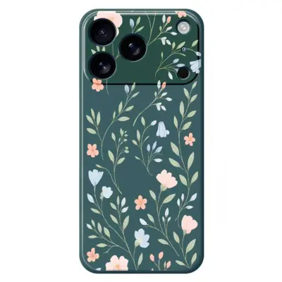 iPhone 17 Pro Mobilskal Pink Blue Flowers Pattern TPU - Grön