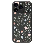 iPhone 17 Pro Mobilskal Pink Blue Flowers Pattern TPU - Svart