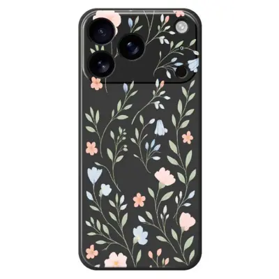iPhone 17 Pro Mobilskal Pink Blue Flowers Pattern TPU - Svart